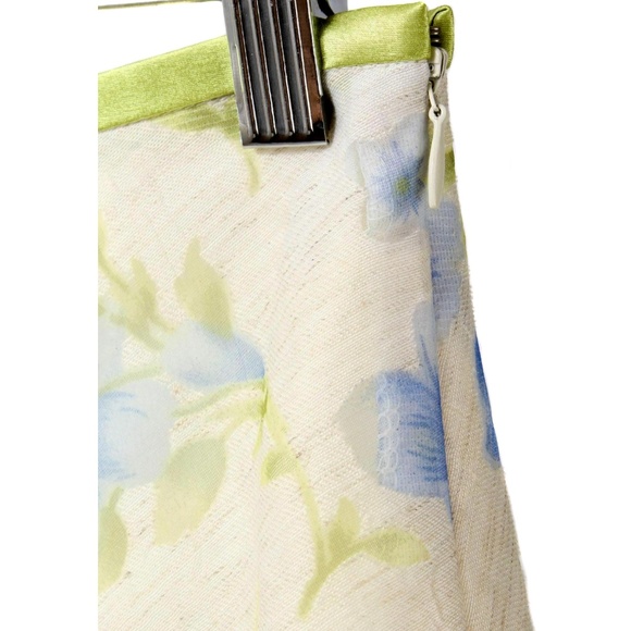 FABIO CALIANDRO Beige & Green Floral Pattern A-Line Skirt Women's Size 8 - Picture 3 of 4